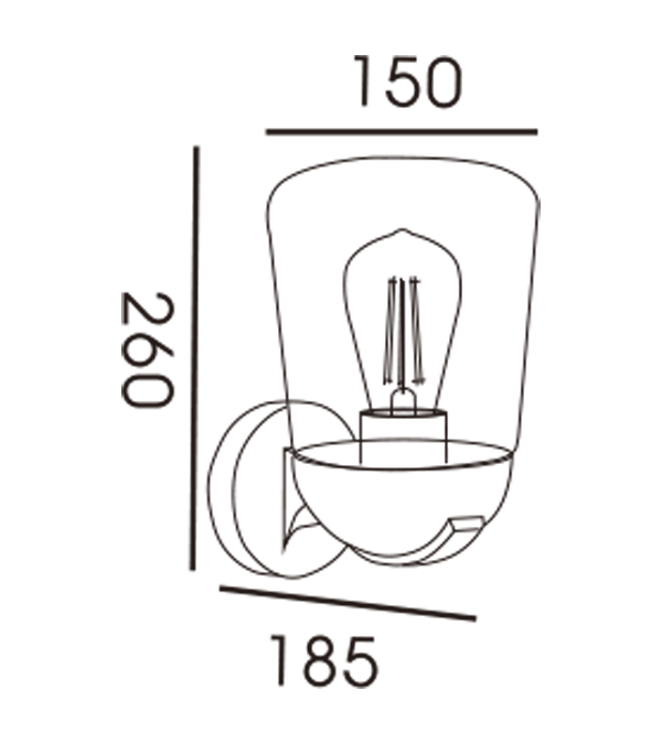 Wandlamp met glazen deksel en platte bovenkant HR60112 Wandlamp met glazen deksel en platte bovenkant HR60112