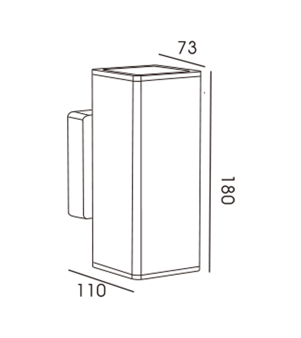 Tweewegwandlamp met vierkante buis HR60336 Tweewegwandlamp met vierkante buis HR60336