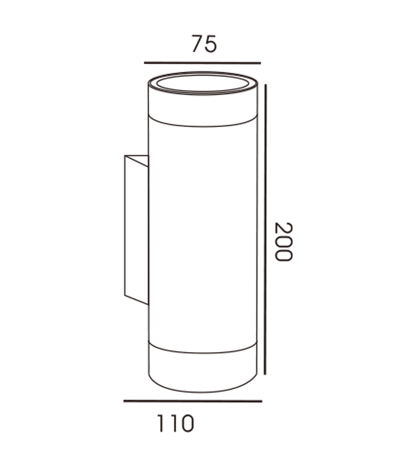 Tweerichtingswandlamp met 75 buizen HR60276 Tweerichtingswandlamp met 75 buizen HR60276