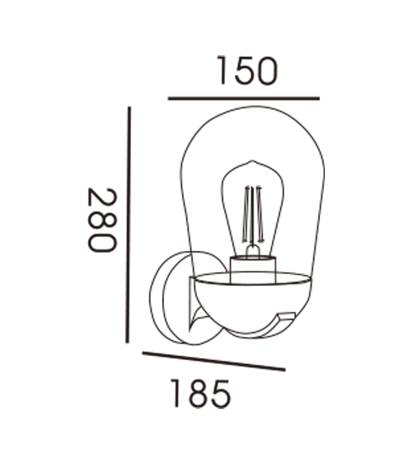 Rocket Head Glazen Kap Inductie Wandlamp HR60111S Rocket Head Glazen Kap Inductie Wandlamp HR60111S