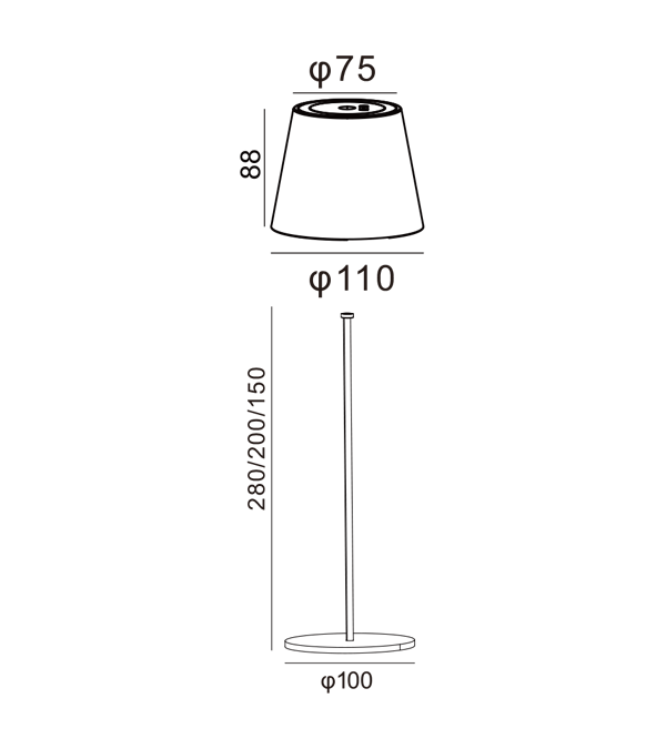 Oplaadbare lamp met kap HR95042-365 Oplaadbare lamp met kap HR95042-365