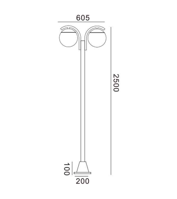 Ronde glazen tuinlamp met dubbele kop HR60693 Ronde glazen tuinlamp met dubbele kop HR60693